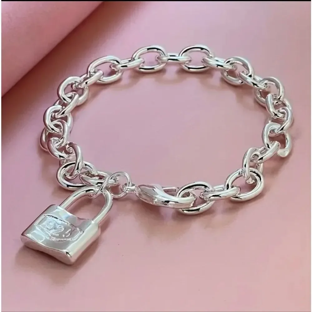 Sterling Silver Lock Bracelet